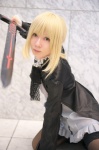 blonde_hair cosplay dress fate/hollow_ataraxia fate/series jacket maropapi saber_alter sword thighhighs rating:Safe score:1 user:nil!