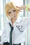 blonde_hair blouse cosplay glasses original pleated_skirt school_uniform skirt tie yuyu rating:Safe score:0 user:nil!