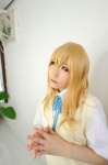 assam blonde_hair blouse cosplay haruka k-on! kotobuki_tsumugi school_uniform sweater_vest rating:Safe score:0 user:nil!