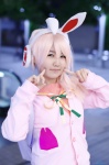 animal_ears bunny_ears cardigan cosplay headphones hinabita meu_meu pink_hair sailor_uniform school_uniform tasoko rating:Safe score:0 user:nil!