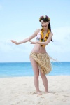 akiyama_rina barefoot beach bikini cleavage grass_skirt lei ocean skirt swimsuit rating:Safe score:0 user:nil!