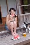 cat cleavage denim halter_top shinozaki_ai shorts twintails watermelon ys_web_513 rating:Safe score:2 user:nil!