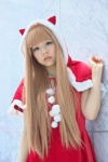 blonde_hair dress hood ichinomiya_kanna santa_costume shawl rating:Safe score:0 user:pixymisa