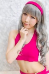 cheerleader_uniform cosplay croptop hairband idolmaster miniskirt pink_eyes princess_curls shaa shijou_takane silver_hair skirt rating:Safe score:0 user:pixymisa