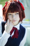 amami_haruka blouse cosplay hair_ribbons hana_(iii) idolmaster ribbon_tie sweater rating:Safe score:0 user:pixymisa