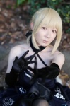 black_legwear blonde_hair choker cosplay dress elbow_gloves fate/series fate/stay_night gloves maropapi saber_alter thighhighs rating:Safe score:1 user:nil!