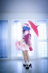 blue_hair cosplay dress dress_lift hat maropapi remilia_scarlet socks touhou touhou_ningyou_fuminori_shirizu_2 umbrella wings rating:Safe score:0 user:nil!