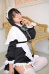 apron chiyoko_3 chocoball cosplay dress garter_belt glasses hairband maid maid_uniform original thighhighs white_legwear zettai_ryouiki rating:Safe score:0 user:nil!
