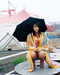 bikini_top circus cleavage kawamura_yukie miss_actress open_robe rain robe sequins swimsuit umbrella rating:Safe score:0 user:nil!
