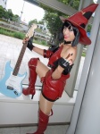 bare_shoulders boots cosplay electric_guitar guilty_gear guitar i-no instrument middle_finger minami_miki pantyhose witch_hat rating:Safe score:1 user:nil!