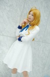 ahoge blonde_hair cosplay dress kneesocks ryuumonbuchi_touka saki_(manga) sayu school_uniform rating:Safe score:0 user:nil!