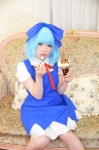 blouse blue_hair cirno cosplay hairbow jumper shizuku touhou rating:Safe score:0 user:nil!