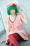 beret cosplay dress green_hair macross macross_frontier pantyhose ranka_lee tatsuki_(ii) rating:Safe score:3 user:nil!