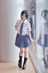 ahoge blouse blue_hair cosplay idolmaster_2 kneesocks miura_azusa pleated_skirt school_uniform skirt so-da tie rating:Safe score:2 user:nil!
