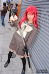 cosplay katana natsuki_(iii) pleated_skirt red_hair sailor_uniform school_uniform shakugan_no_shana shana skirt sword thighhighs zettai_ryouiki rating:Safe score:1 user:nil!