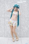 aqua_hair bikini_top cosplay haruka hatsune_miku miniskirt pantyhose sheer_legwear skirt summer_idol_(vocaloid) swimsuit twintails vocaloid rating:Safe score:3 user:nil!