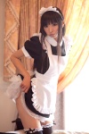 akiyama_mio apron bed cosplay dress dress_lift hairband k-on! maid maid_uniform necoco thighhighs zettai_ryouiki rating:Safe score:2 user:nil!
