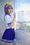 cosplay hairbow hiiragi_tsukasa lucky_star pleated_skirt purple_hair sailor_uniform school_uniform skirt soubi_zero rating:Safe score:0 user:nil!