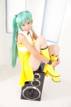 aqua_hair babydoll boots cosplay hatsune_miku headset necoco pantyhose remix_necosmo sheer_legwear shorts tagme_song twintails vest vocaloid rating:Safe score:1 user:nil!