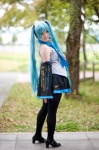 aqua_hair blouse cosplay detached_sleeves hatsune_miku headset pleated_skirt sanaka skirt thighhighs tie twintails vocaloid rating:Safe score:1 user:pixymisa