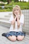 blonde_hair blouse cosplay love_live!_school_idol_project minami_kotori pleated_skirt ponzu school_uniform side_ponytail skirt socks rating:Safe score:1 user:nil!