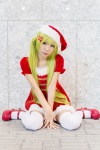 dress green_hair hair_clips santa_costume stocking_cap thighhighs yae_maiko zettai_ryouiki rating:Safe score:0 user:pixymisa