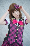 amami_haruka blouse bow bowtie cosplay hairbow idolmaster pleated_skirt reco skirt vest rating:Safe score:0 user:pixymisa