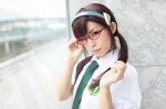 blouse cosplay glasses hairband maitako makinami_mari_illustrious neon_genesis_evangelion rebuild_of_evangelion school_uniform skirt tie twintails rating:Safe score:0 user:pixymisa