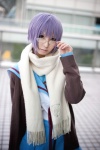 cardigan cosplay glasses nagato_yuki pleated_skirt purple_hair rinami sailor_uniform scarf school_uniform skirt suzumiya_haruhi_no_yuuutsu rating:Safe score:2 user:nil!