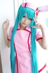 aqua_hair cosplay dress hatsune_miku iori koiiro_byoutou_(vocaloid) nurse nurse_cap nurse_uniform twintails vocaloid rating:Safe score:0 user:nil!