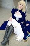 blonde_hair boots cosplay dress fate/series fate/stay_night jacket maropapi saber sword rating:Safe score:1 user:nil!