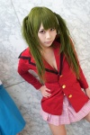 blazer cleavage cosplay green_hair ikkitousen kagami_sou pleated_skirt ryofu_housen school_uniform skirt twintails rating:Safe score:0 user:nil!