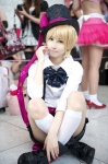 blonde_hair blouse boots bowtie cosplay crossplay kagamine_len kneesocks nana ribbon shorts suspenders top_hat vocaloid rating:Safe score:2 user:pixymisa
