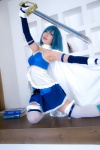 blue_hair boots camisole cape cosplay detached_sleeves gloves konoha miki_sayaka pleated_skirt puella_magi_madoka_magica skirt sword thighhighs zettai_ryouiki rating:Safe score:1 user:nil!