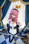 alternative_&_maid_concept animal_ears apron blue_legwear cleavage cosplay detached_sleeves dress ely fate/grand_order fate/series fox_ears hairband maid maid_uniform pink_hair tamamo_no_mae thighhighs rating:Safe score:0 user:nil!
