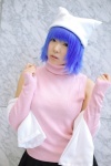 blue_hair cat_hat cosplay detached_sleeves kitazato_shigure natsume_megumi pleated_skirt shawl skirt snow_(game) sweater turtleneck rating:Safe score:0 user:nil!