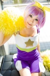cheerleader cosplay dress hairbow hiiragi_tsukasa lucky_star mimi pom_poms purple_hair socks rating:Safe score:2 user:nil!