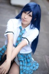 blouse blue_hair cosplay idolmaster kirara kisaragi_chihaya kneesocks pleated_skirt school_uniform skirt tie rating:Safe score:0 user:nil!