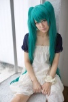 aqua_eyes aqua_hair cosplay dress hatsune_miku shawl twintails vocaloid wristband yuuki_mio rating:Safe score:0 user:pixymisa