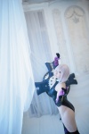 bodysuit castle_of_glass cosplay elbow_gloves fate/grand_order fate/series gloves mash_kyrielight pink_hair saku shield thigh_band thighhighs rating:Safe score:0 user:nil!