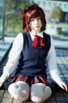 amami_haruka blouse cosplay hair_ribbons hana_(iii) idolmaster kneesocks pleated_skirt ribbon_tie skirt sweater rating:Safe score:0 user:pixymisa