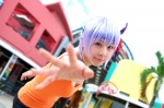 ayane_(doa) camisole cleavage cosplay dead_or_alive denim headband purple_hair shorts tachibana_minami rating:Safe score:0 user:nil!