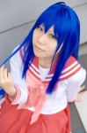 ahoge blue_hair cosplay izumi_konata kureha_marie lucky_star pleated_skirt sailor_uniform school_uniform skirt rating:Safe score:0 user:nil!