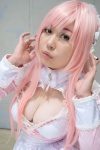 aoi_kozue apron cleavage cosplay hairband headphones maid maid_uniform nitro_super_sonic pink_hair super_soniko rating:Safe score:0 user:pixymisa