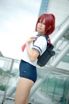 backpack cosplay i-168_(kantai_collection) kantai_collection neko ponytail red_hair sailor_uniform school_swimsuit school_uniform swimsuit rating:Safe score:2 user:nil!
