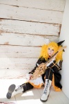 blonde_hair boots cosplay detached_sleeves dress guitar hairbow kagamine_rin meltdown_(vocaloid) saku scene_ever_4 thighhighs twintails vocaloid zettai_ryouiki rating:Safe score:1 user:nil!