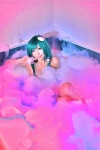 bathroom bathtub cosplay green_hair hanamura_misaki kochiya_sanae soap_suds touhou touhou_kinbauchou wet rating:Safe score:0 user:nil!