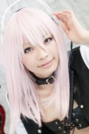 choker cosplay headphones jacket nakko nitro_super_sonic pink_eyes pink_hair super_soniko tubetop rating:Safe score:0 user:pixymisa