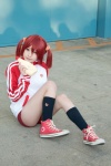 bloomers cosplay dome_(cosplayer) hair_ties isshiki_akane kneesocks red_hair track_jacket twintails vividred_operation rating:Safe score:1 user:pixymisa