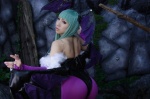 ass bodysuit cosplay detached_sleeves green_hair head_wings morrigan_aensland non_(ii) purple_legwear tag☆communication vampire_(game) wings rating:Safe score:5 user:nil!